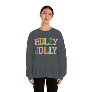 Faux Chenille Holly Jolly Unisex Heavy Blend™ Crewneck Sweatshirt