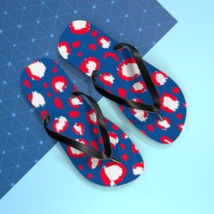 Leopard Blue July 4th Flip Flops