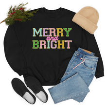 Load image into Gallery viewer, Faux Chenille Merry and Bright Unisex Heavy Blend™ Crewneck Sweatshirt
