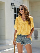 Load image into Gallery viewer, Frill V-Neck Half Sleeve Blouse
