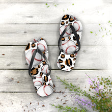 Load image into Gallery viewer, Leopard Baseball Flip Flops
