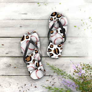 Leopard Baseball Flip Flops