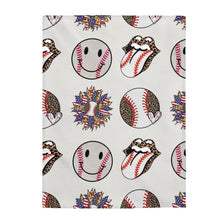 Load image into Gallery viewer, Smiley Baseball Stadium Velveteen Plush Blanket
