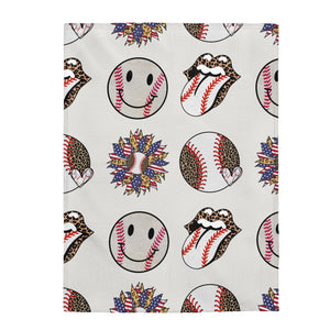 Smiley Baseball Stadium Velveteen Plush Blanket