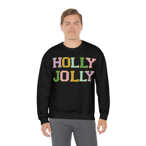 Faux Chenille Holly Jolly Unisex Heavy Blend™ Crewneck Sweatshirt