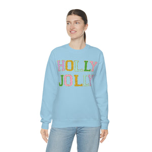 Faux Chenille Holly Jolly Unisex Heavy Blend™ Crewneck Sweatshirt