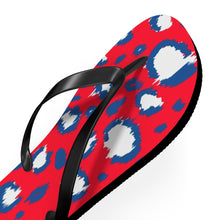 Load image into Gallery viewer, Leopard Fourth Of July Red White and Blue Flip Flops
