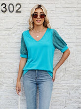 Load image into Gallery viewer, Sequin V-Neck Short Sleeve Blouse
