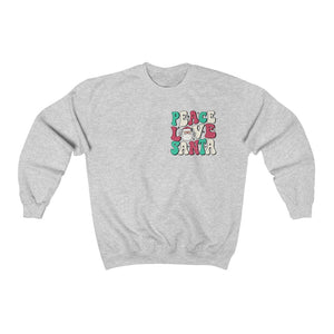 Peace Love Santa Front and Back Print Unisex Heavy Blend™ Crewneck Sweatshirt