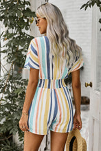 Load image into Gallery viewer, Multicolored Stripe V-Neck Smocked Waist Romper
