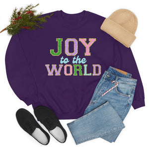 Faux Chenille Joy to the World Unisex Heavy Blend™ Crewneck Sweatshirt