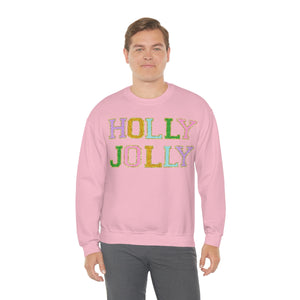 Faux Chenille Holly Jolly Unisex Heavy Blend™ Crewneck Sweatshirt