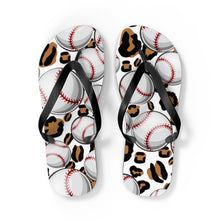 Load image into Gallery viewer, Leopard Baseball Flip Flops
