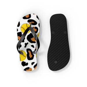 Leopard Softball Flip Flops
