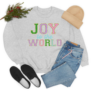 Faux Chenille Joy to the World Unisex Heavy Blend™ Crewneck Sweatshirt