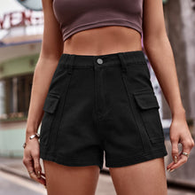 Load image into Gallery viewer, High-Waist Denim Shorts with Pockets
