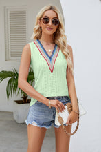 Load image into Gallery viewer, Contrast V-Neck Eyelet Tank
