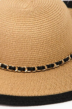 Load image into Gallery viewer, Fame Chain Black Trim Straw Hat
