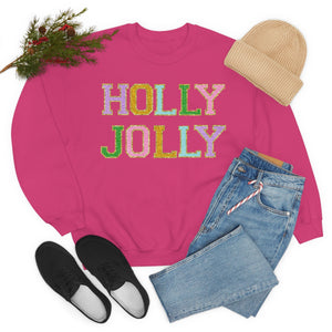 Faux Chenille Holly Jolly Unisex Heavy Blend™ Crewneck Sweatshirt