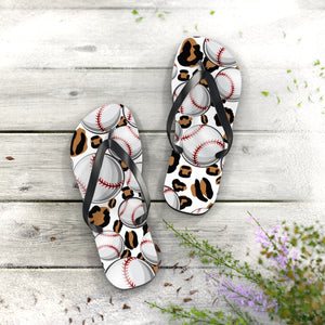 Leopard Baseball Flip Flops