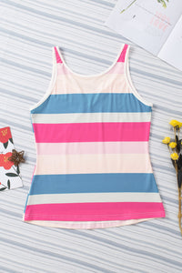 Striped Notched Neck Tank