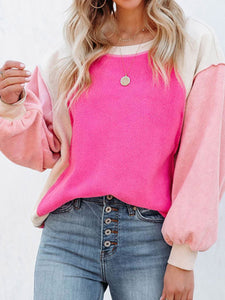 Color Block Exposed Seam Sweatshirt