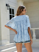 Load image into Gallery viewer, Frill V-Neck Half Sleeve Blouse
