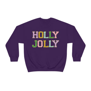 Faux Chenille Holly Jolly Unisex Heavy Blend™ Crewneck Sweatshirt