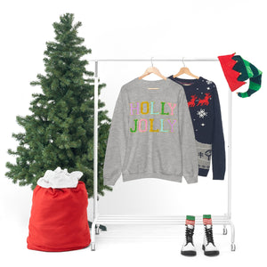 Faux Chenille Holly Jolly Unisex Heavy Blend™ Crewneck Sweatshirt