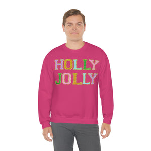 Faux Chenille Holly Jolly Unisex Heavy Blend™ Crewneck Sweatshirt