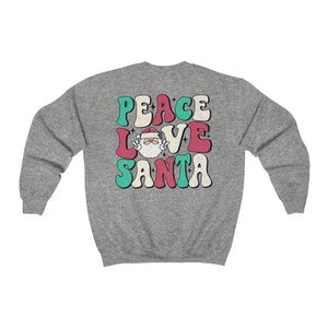 Peace Love Santa Front and Back Print Unisex Heavy Blend™ Crewneck Sweatshirt