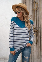 Load image into Gallery viewer, Striped Round Neck Long Sleeve T-Shirt
