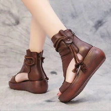 Load image into Gallery viewer, PU Leather Open Toe Wedge Sandals
