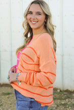 Load image into Gallery viewer, Striped Pocketed Dropper Shoulder Sweater
