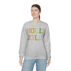 Faux Chenille Holly Jolly Unisex Heavy Blend™ Crewneck Sweatshirt