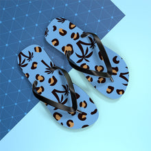 Load image into Gallery viewer, Palm Tree Blue Flip Flops
