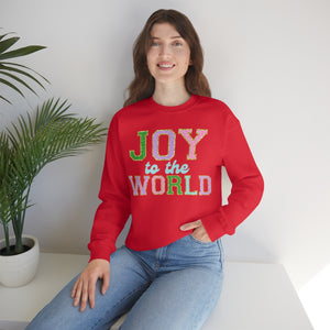 Faux Chenille Joy to the World Unisex Heavy Blend™ Crewneck Sweatshirt