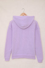 Load image into Gallery viewer, Lace Trim Half-Button Drawstring Knit Hoodie
