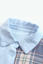 Load image into Gallery viewer, Plaid Color Block Textured Drop Shoulder Shirt Jacket
