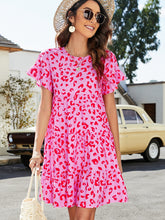 Load image into Gallery viewer, Leopard Short Flounce Sleeve Tiered Dress
