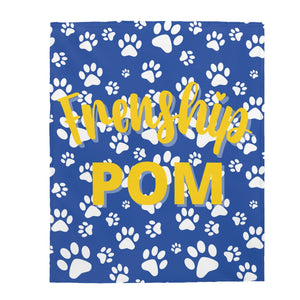 Blue Frenship Pom Velveteen Plush Blanket