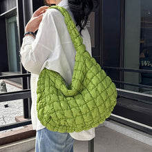 Load image into Gallery viewer, Quilted Pleated Plaid Shoulder Bag with Zipper
