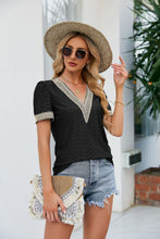 Load image into Gallery viewer, Contrast V-Neck Puff Sleeve Top
