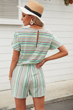 Load image into Gallery viewer, Rainbow Stripe Drawstring Waist Romper
