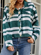 Load image into Gallery viewer, Plaid Button Up Pocketed Jacket
