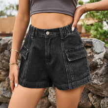 Load image into Gallery viewer, High-Waist Denim Shorts with Pockets
