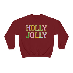 Faux Chenille Holly Jolly Unisex Heavy Blend™ Crewneck Sweatshirt