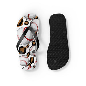 Leopard Baseball Flip Flops