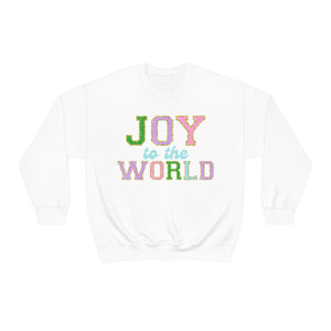 Faux Chenille Joy to the World Unisex Heavy Blend™ Crewneck Sweatshirt