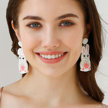 Load image into Gallery viewer, Bead Stainless Steel Rabbit Dangle Earrings
